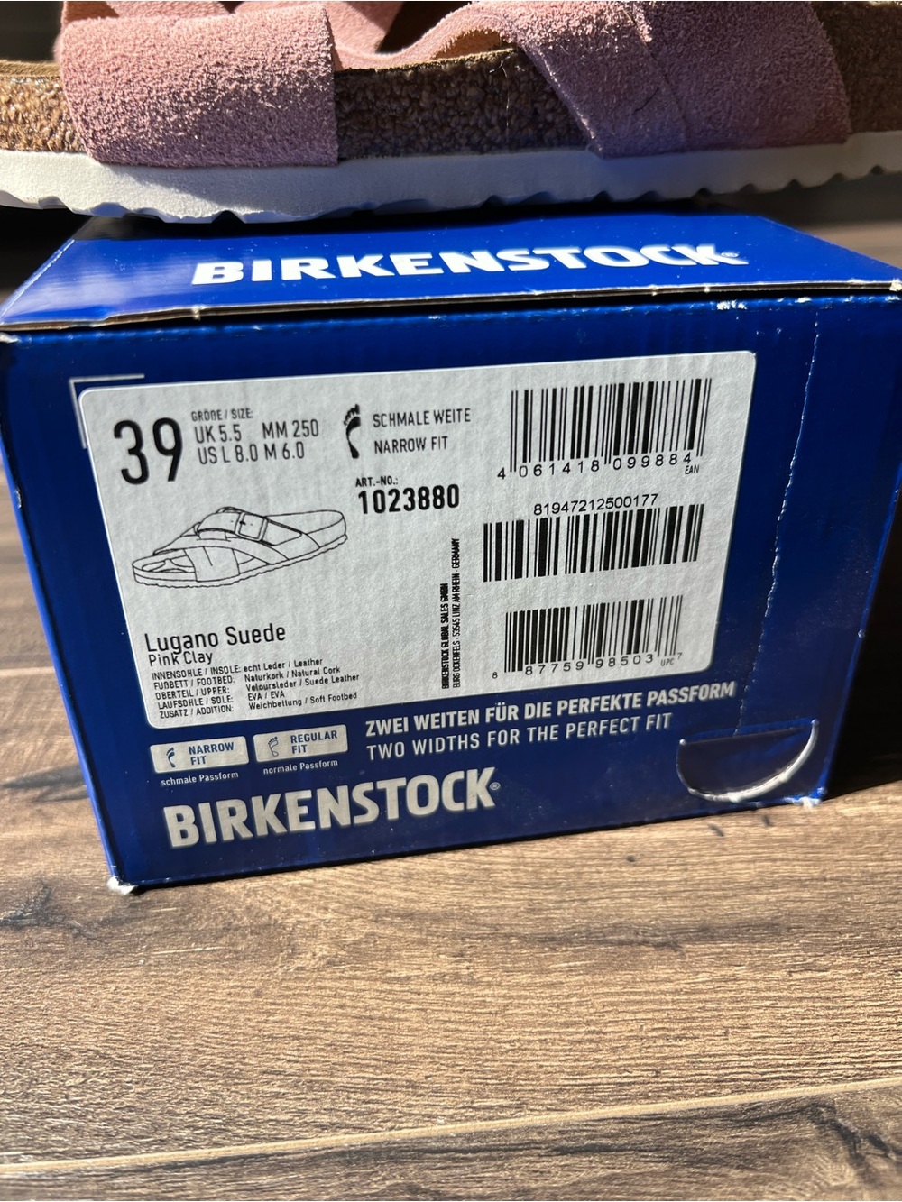Birkenstock Lugano Pink Suede Cross-Strap Slide Sandals - Picture 4 of 6